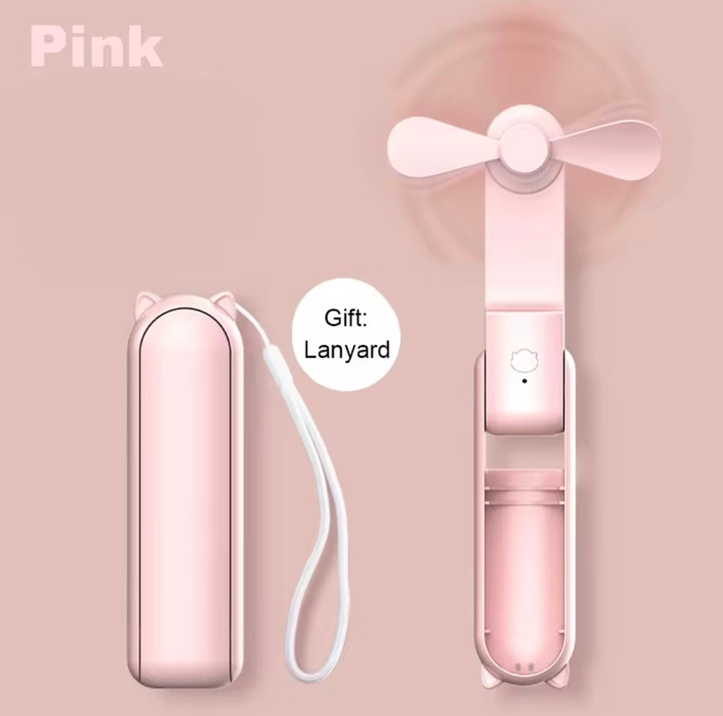 Ventilateur portable 2000 mAh USB rechargeable 3 vitesses mini ventilateur pliable tenu dans la main petit ventilateur de voyage de poche avec batterie externe pratique