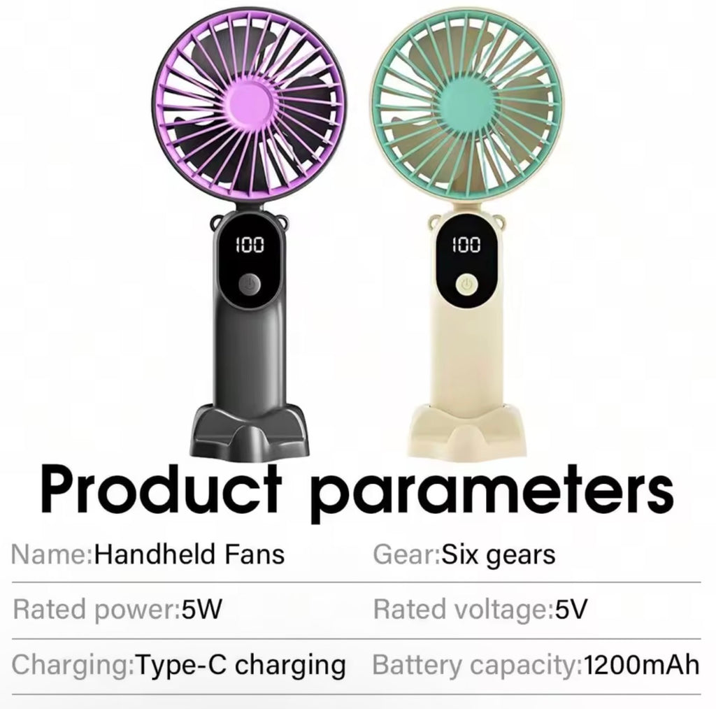 Ventilateur portable Mini ventilateur personnel portable Écran d'affichage LED rechargeable adapté aux voyages, au camping et aux activités de plein air