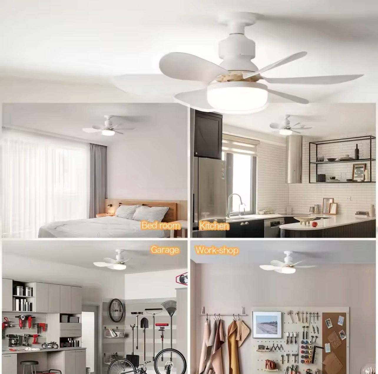 Ventilateur de plafond LED 40W E27 avec télécommande pour variation de luminosité, adapté au salon, au bureau, à un usage domestique, 85-265V