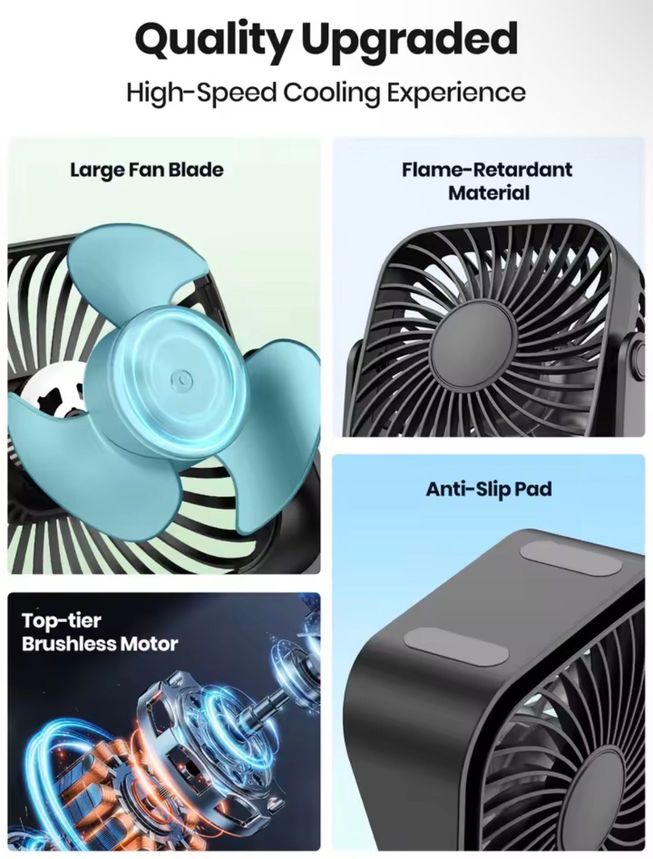 Mini ventilateur portable USB de 4 pouces pour le camping, ventilateur personnel de table de bureau silencieux à 3 vitesses, 360 ° Réglage des ventilateurs sur pied pour la maison de la pièce