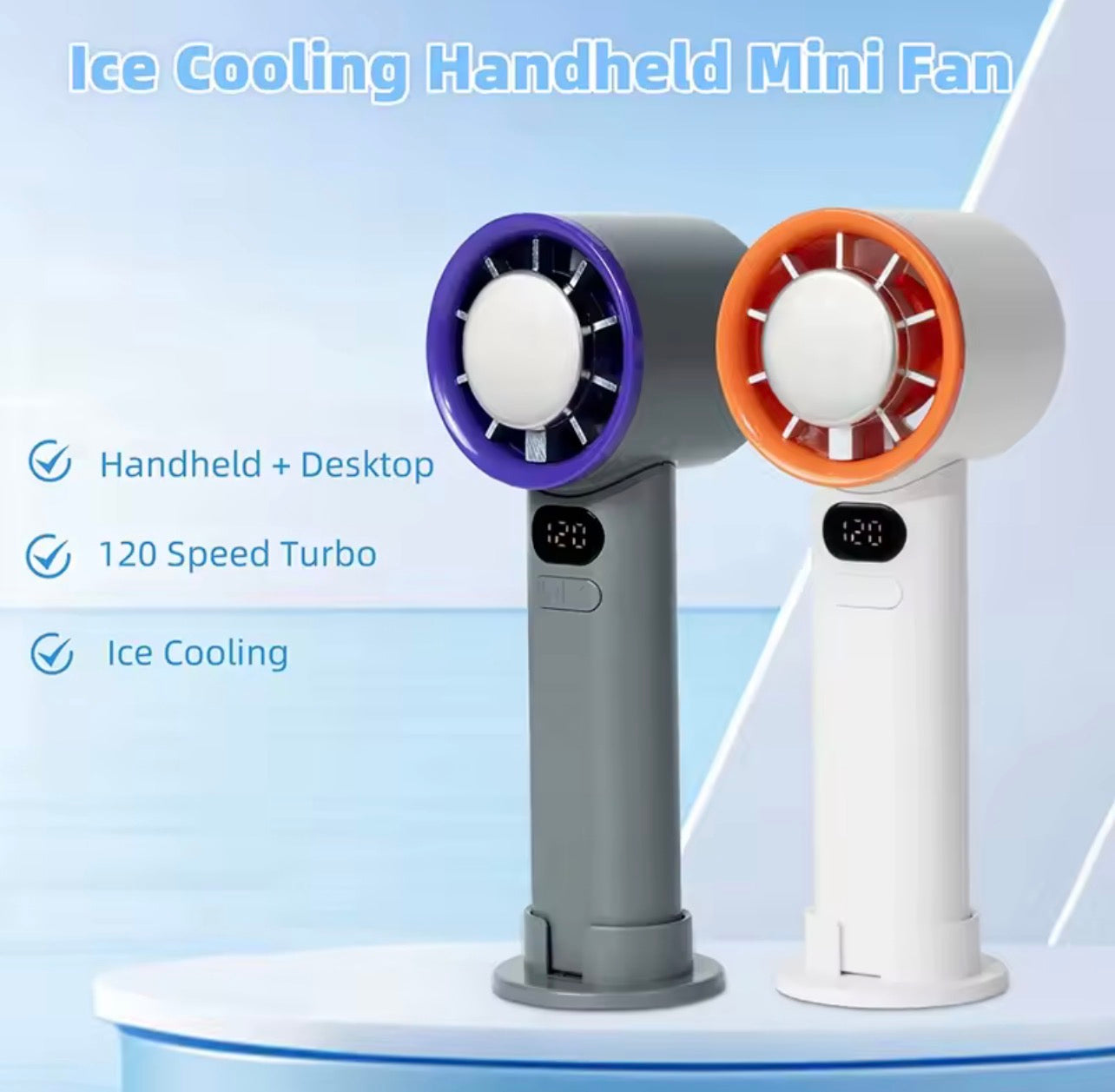 Mini ventilateur portatif sans pales, 120 vitesses, rechargeable, refroidissement instantané avec mode glace, pour hommes et femmes, nouveau