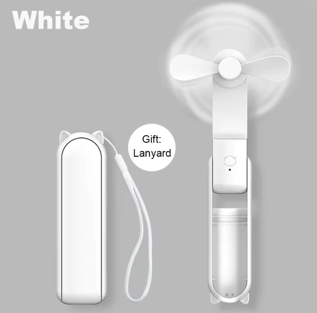 Ventilateur portable 2000 mAh USB rechargeable 3 vitesses mini ventilateur pliable tenu dans la main petit ventilateur de voyage de poche avec batterie externe pratique